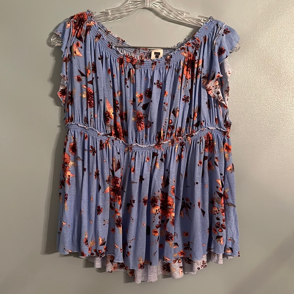 Free People Blue Floral Tunic sz M